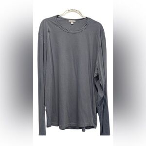 James Perse Blue Long Sleeve Tee Classic Crew
